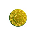 Yellow Green Abstract Wheel Of Fire Golf Ball Marker Front