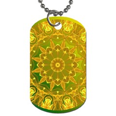 Yellow Green Abstract Wheel Of Fire Dog Tag (two-sided) 