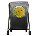 Yellow Green Abstract Wheel Of Fire Stationery Holder Clock Front