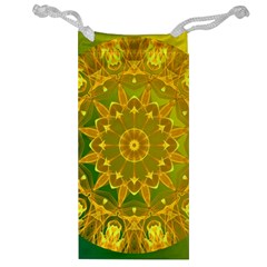 Yellow Green Abstract Wheel Of Fire Jewelry Bag by DianeClancy