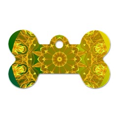 Yellow Green Abstract Wheel Of Fire Dog Tag Bone (one Sided) by DianeClancy