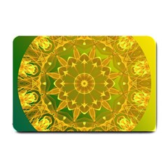 Yellow Green Abstract Wheel Of Fire Small Door Mat by DianeClancy