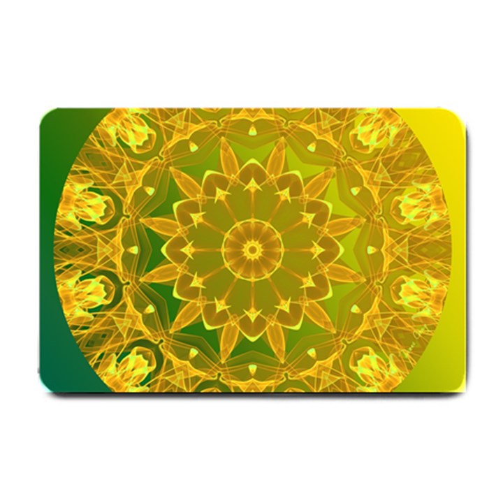 Yellow Green Abstract Wheel Of Fire Small Door Mat