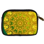 Yellow Green Abstract Wheel Of Fire Digital Camera Leather Case Back