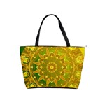 Yellow Green Abstract Wheel Of Fire Large Shoulder Bag Front