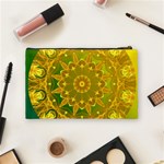 Yellow Green Abstract Wheel Of Fire Cosmetic Bag (Medium) Back