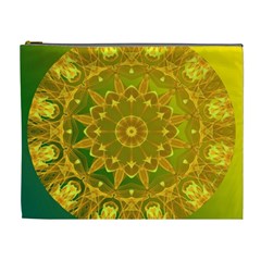 Yellow Green Abstract Wheel Of Fire Cosmetic Bag (xl)