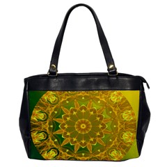 Yellow Green Abstract Wheel Of Fire Oversize Office Handbag (one Side)