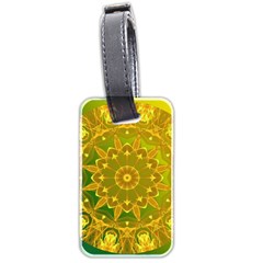 Yellow Green Abstract Wheel Of Fire Luggage Tag (two Sides) by DianeClancy