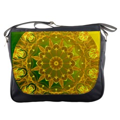 Yellow Green Abstract Wheel Of Fire Messenger Bag