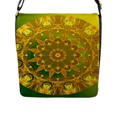 Yellow Green Abstract Wheel Of Fire Flap Closure Messenger Bag (large)