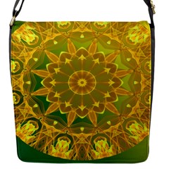 Yellow Green Abstract Wheel Of Fire Flap Closure Messenger Bag (small) by DianeClancy