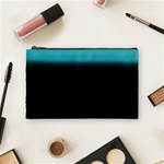 Black And Aqua Cosmetic Bag (Medium) Front