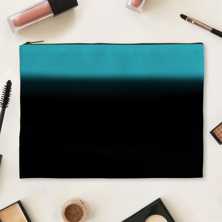 Black And Aqua Cosmetic Bag (XL)