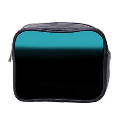 Black And Aqua Mini Travel Toiletry Bag (two Sides)