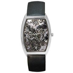 Snowy Trees Tonneau Leather Watch