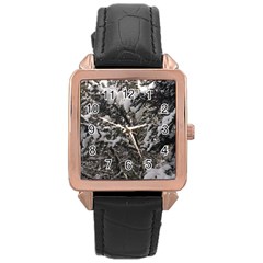 Snowy Trees Rose Gold Leather Watch  by DmitrysTravels