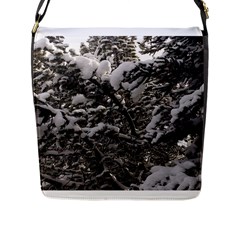 Snowy Trees Flap Closure Messenger Bag (large) by DmitrysTravels