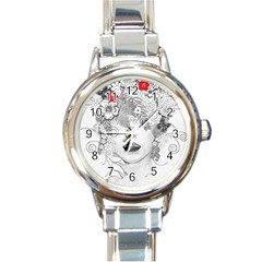 Flower Child Round Italian Charm Watch