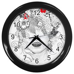 Flower Child Wall Clock (black)