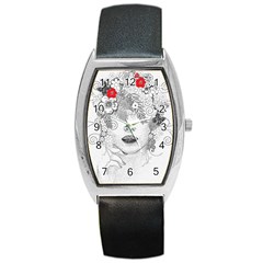 Flower Child Tonneau Leather Watch