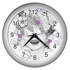 Flower Child Of Hope Wall Clock (silver) by FunWithFibro