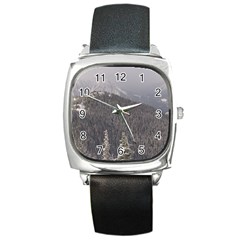 Mountains Square Leather Watch by DmitrysTravels