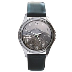 Gondola Round Leather Watch (silver Rim)