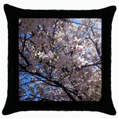 Sakura Tree Black Throw Pillow Case by DmitrysTravels