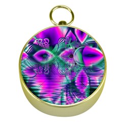  Teal Violet Crystal Palace, Abstract Cosmic Heart Gold Compass