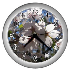 Cherry Blossoms Wall Clock (silver)