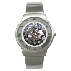 Cherry Blossoms Stainless Steel Watch (slim)