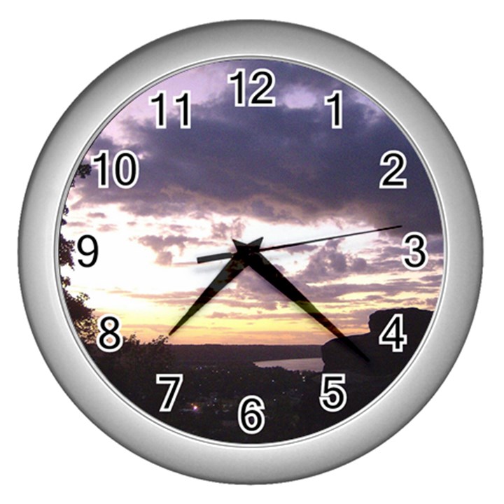  Sunset Over The Valley Wall Clock (Silver)