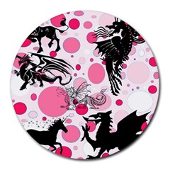 Fantasy In Pink 8  Mouse Pad (round) by StuffOrSomething