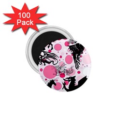 Fantasy In Pink 1 75  Button Magnet (100 Pack)