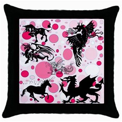 Fantasy In Pink Black Throw Pillow Case by StuffOrSomething