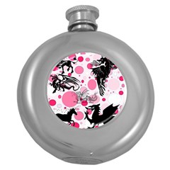 Fantasy In Pink Hip Flask (round)