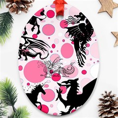 Fantasy In Pink Oval Ornament (two Sides)