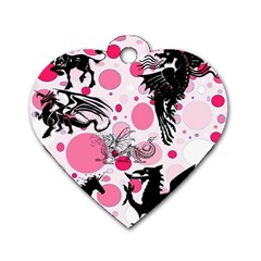 Fantasy In Pink Dog Tag Heart (one Sided) 