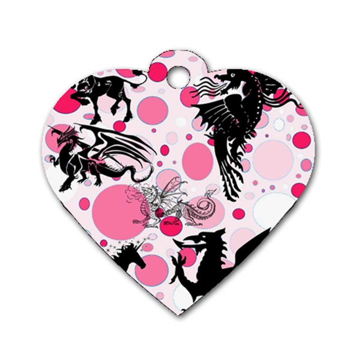 Fantasy In Pink Dog Tag Heart (One Sided) 