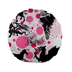 Fantasy In Pink 15  Premium Round Cushion  by StuffOrSomething