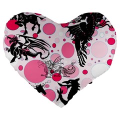 Fantasy In Pink 19  Premium Heart Shape Cushion by StuffOrSomething