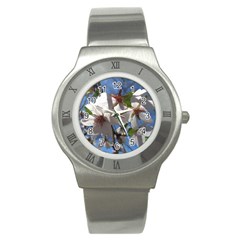 Cherry Blossoms Stainless Steel Watch (slim)