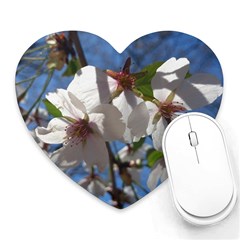 Cherry Blossoms Mouse Pad (heart) by DmitrysTravels