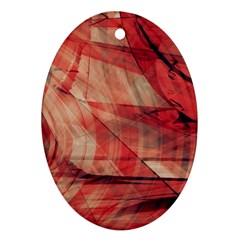 Grey And Red Oval Ornament by Zuzu