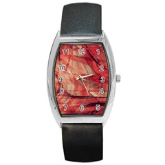 Grey And Red Tonneau Leather Watch