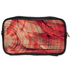 Grey And Red Travel Toiletry Bag (two Sides) by Zuzu