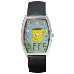 Kaffe Painting Tonneau Leather Watch