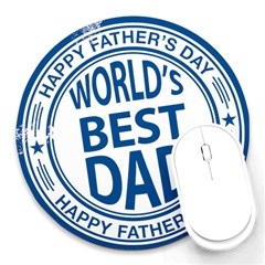 Fathers Day Rubber Stamp Effect 8  Mouse Pad (round) by Zandiepants