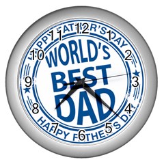 Fathers Day Rubber Stamp Effect Wall Clock (silver) by Zandiepants